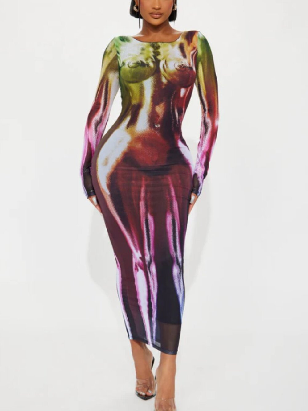 Transform You Mesh Maxi Dress - Multi Color